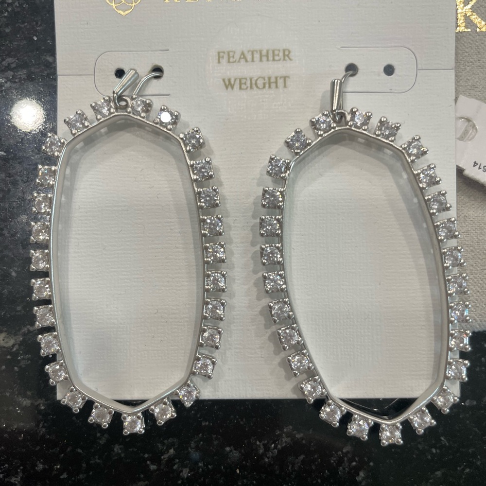 Kendra Scott Silver Oval Crystal Earrings